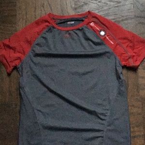 Rawlings power balance compression baseball shirt. Short sleeves. Red and grey.